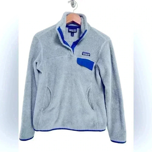 Patagonia 1/4 Snap Fleece Pullover Womens Small Gray Blue Pockets - Picture 1 of 7